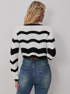 Striped Colorblock Knit Cardigan