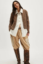 Vintage Urban Casual Quilted Stand-Collar Coat