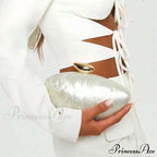 Acrylic Oval Shaped Designer Evening Celebration Handbag Mother-of-Pearl Clutch