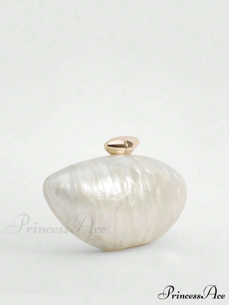 Acrylic Oval Shaped Designer Evening Celebration Handbag Mother-of-Pearl Clutch