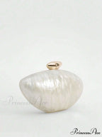 Acrylic Oval Shaped Designer Evening Celebration Handbag Mother-of-Pearl Clutch