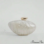 Acrylic Oval Shaped Designer Evening Celebration Handbag Mother-of-Pearl Clutch