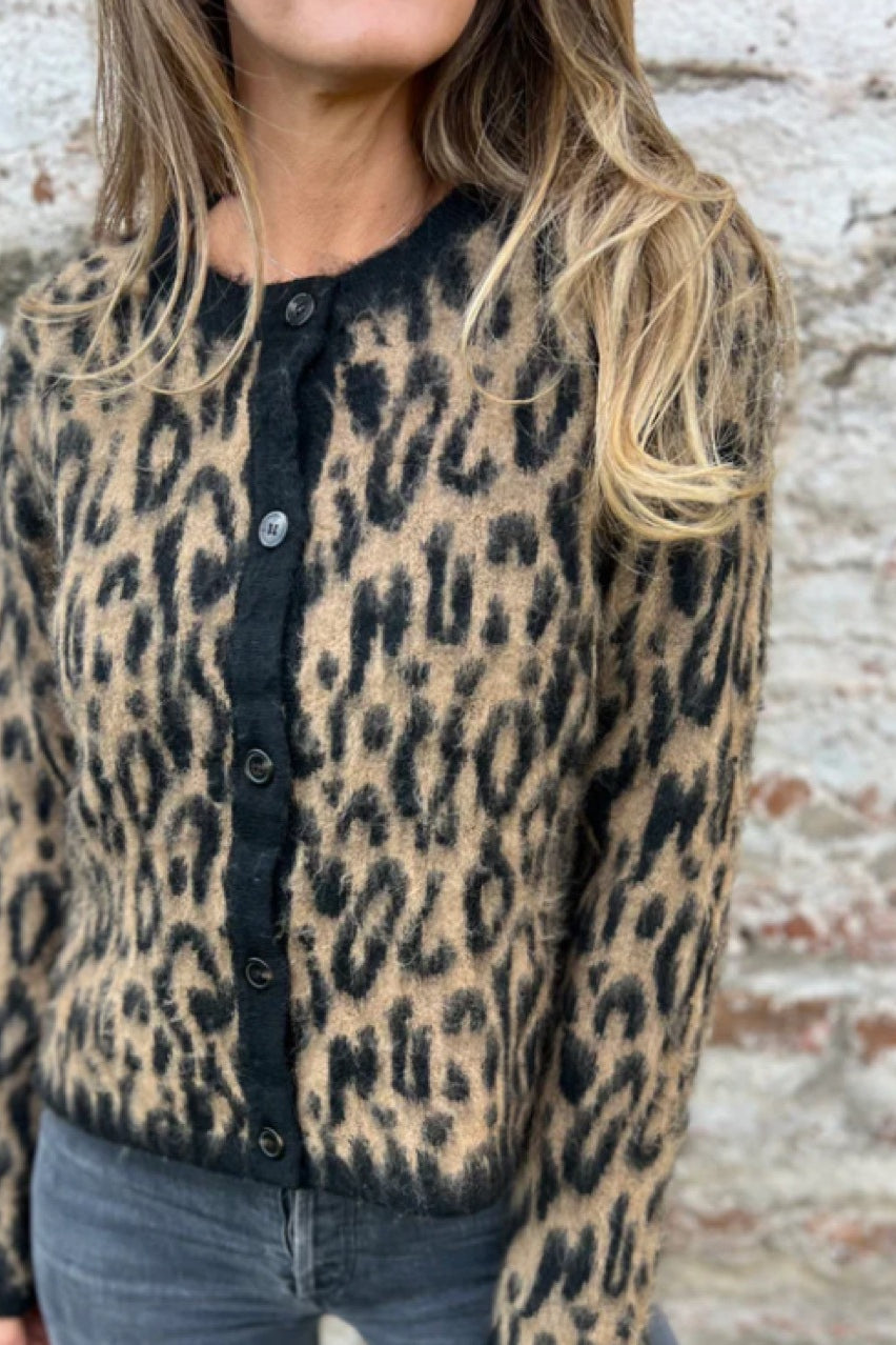 Soft Knit Cropped Leopard Cardigan