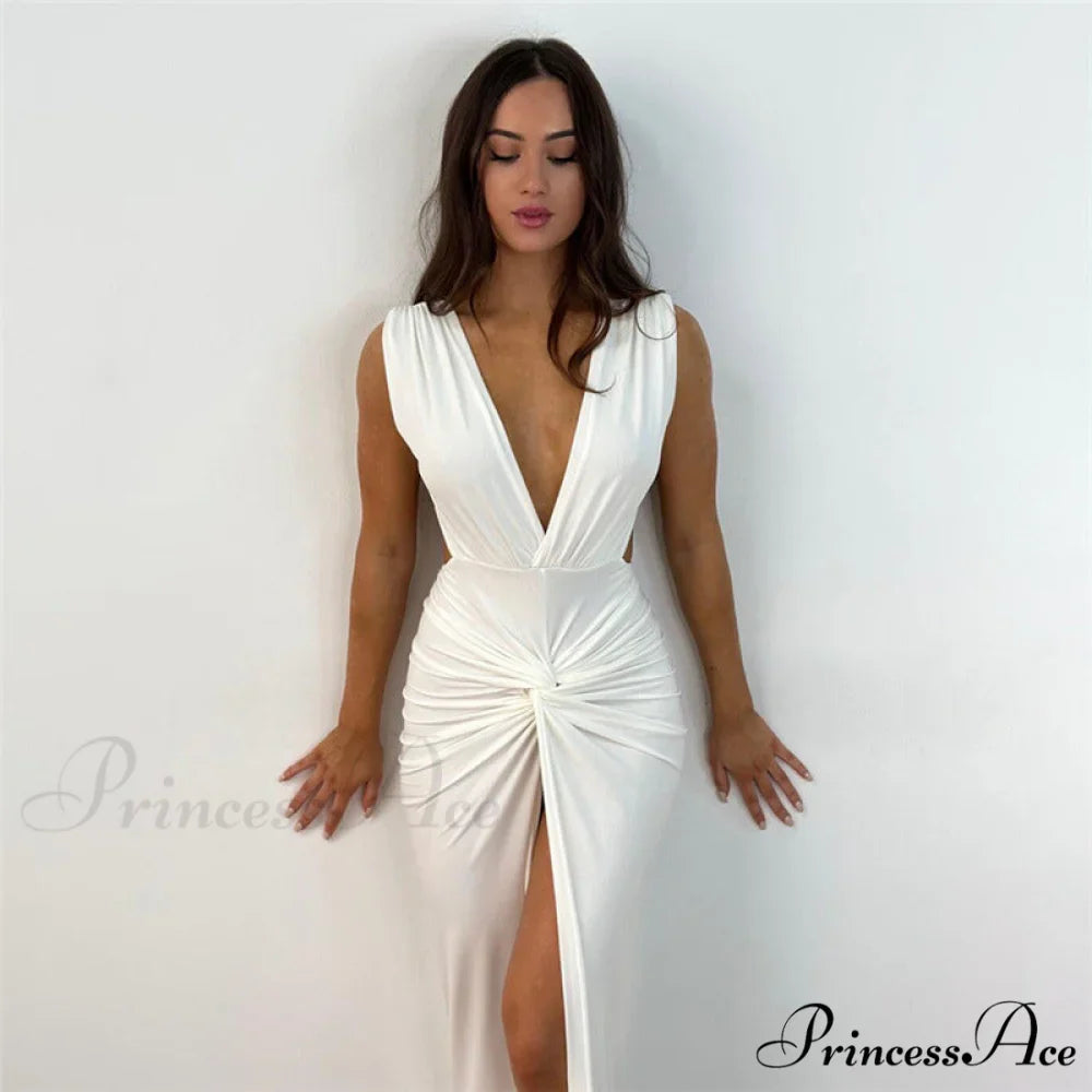 Addie Formal High Charming Slit Wrap Dress