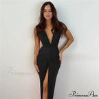 Addie Formal High Charming Slit Wrap Dress