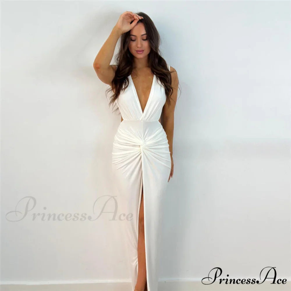 Addie Formal High Charming Slit Wrap Dress