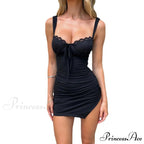 Adelise Lace Stylish Back Crepe Dress