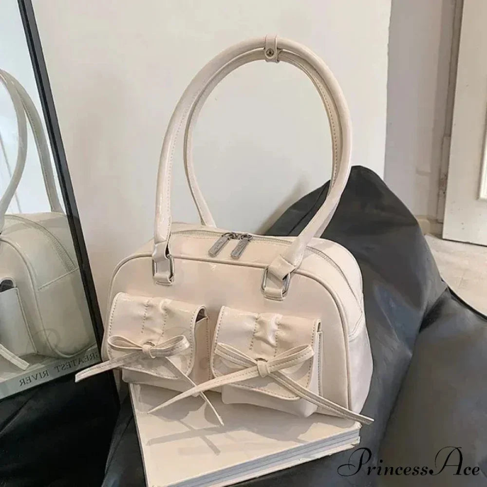 Adorable Bow Tie Synthetic Leather Underarm Shoulder Bag