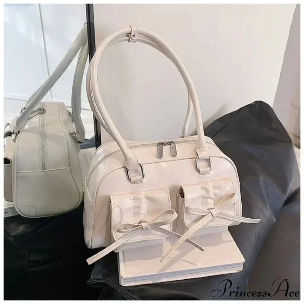 Adorable Bow Tie Synthetic Leather Underarm Shoulder Bag