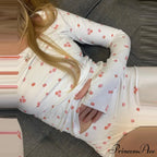 Adorable Female Long Sleeve Crop Top Shorts Two Pieces Set