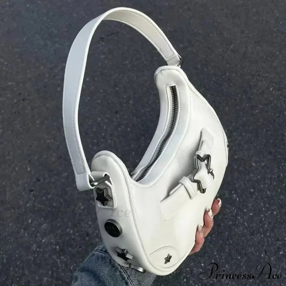 Adorable Ivory Star Leather Shoulder Tote Bag