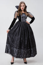 Vampire Witch Skeleton Halloween Cosplay Maxi Dress