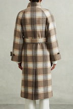 Vintage Plaid Belted Wool Coat
