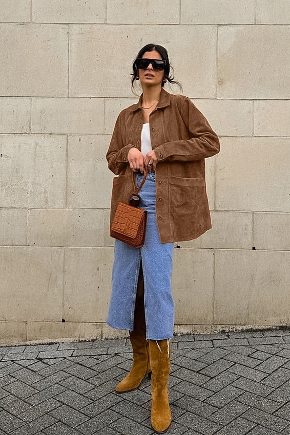 Fashionable Brown Suede Jacket