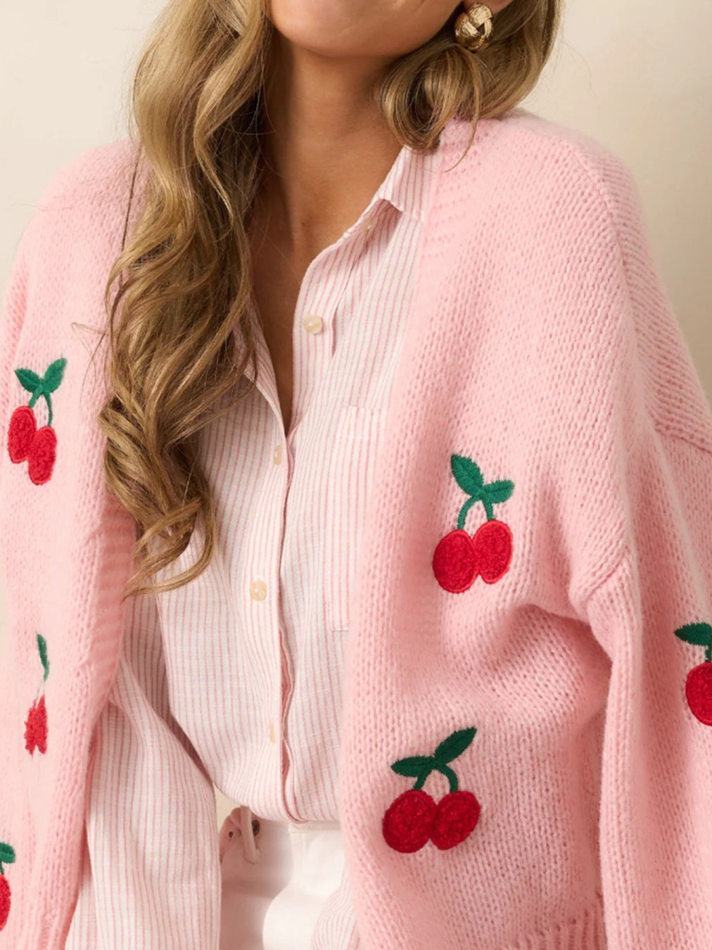 Embroidered Long Sleeve Knit Cardigan