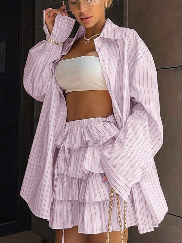 Chic Striped Blouse and Layered Blouse