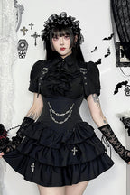 Gothic Short Sleeve Fitted Blouse