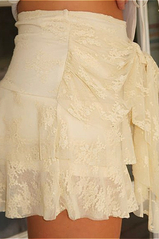 Vintage Lace Low Waist A-Line Skirt