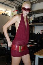 Sexy Halter Deep V Mini Dress