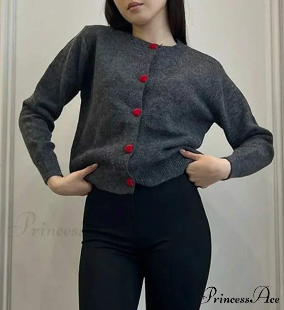 Affection Button Baggy Knit Cardigan