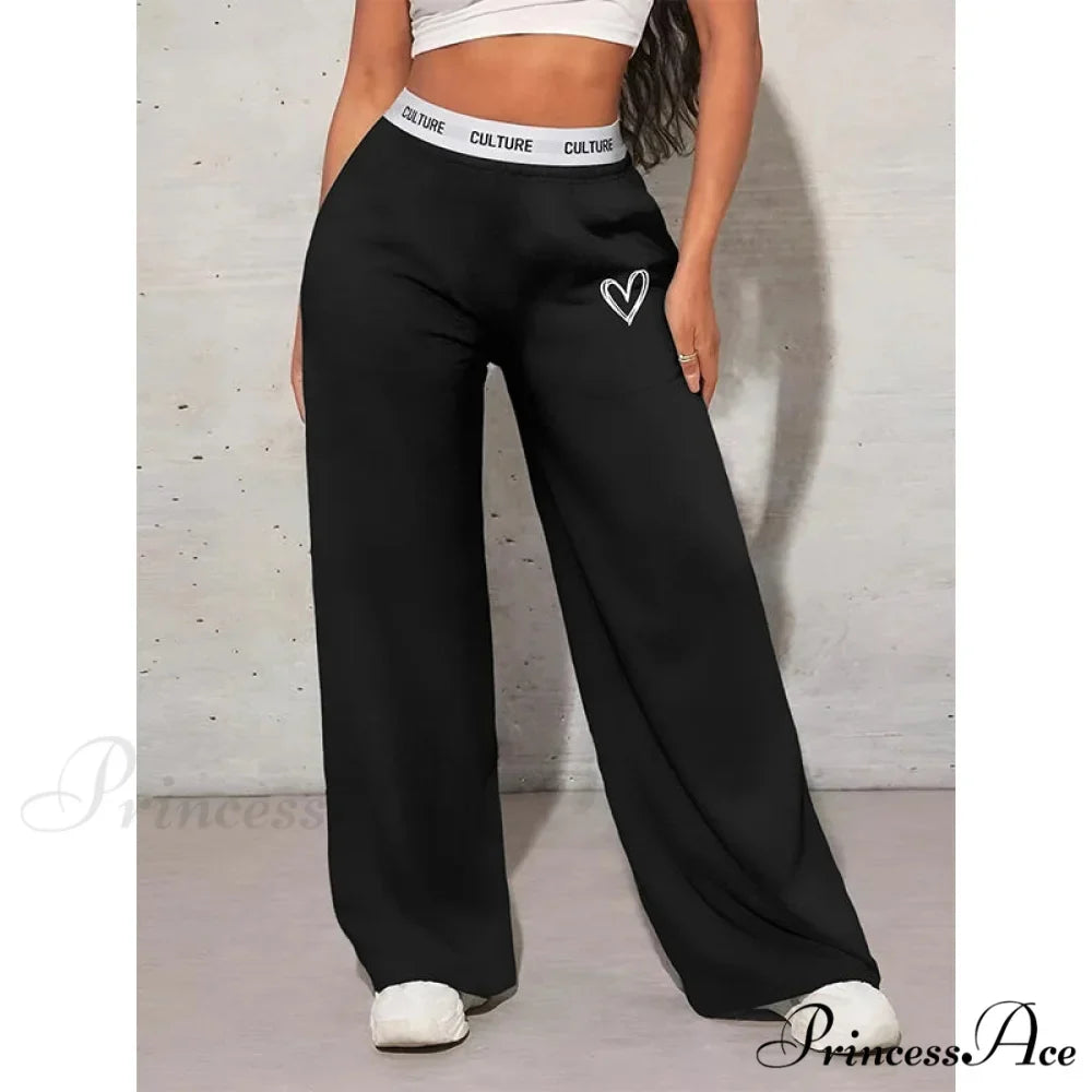 Affection Print Informal Broad Leg Trousers