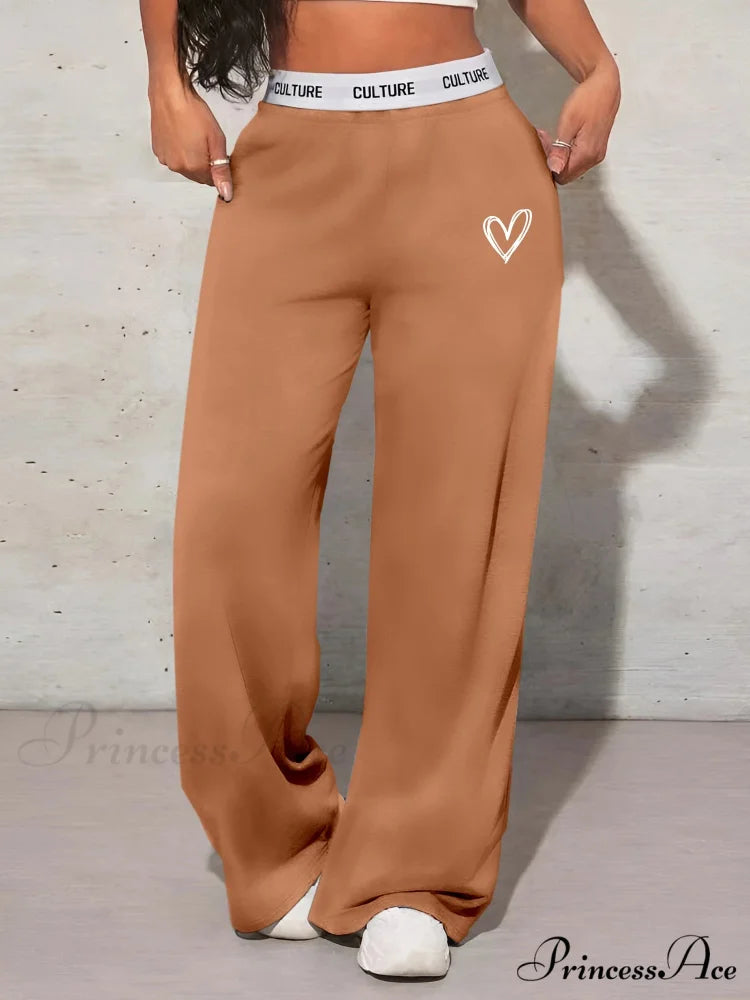 Affection Print Informal Broad Leg Trousers