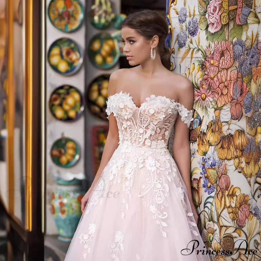 Airy Lace Extended Train Wedding Gown