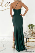 Alda One Shoulder Charming High Low Crepe Dress