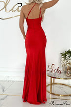 Alda One Shoulder Charming High Low Crepe Dress