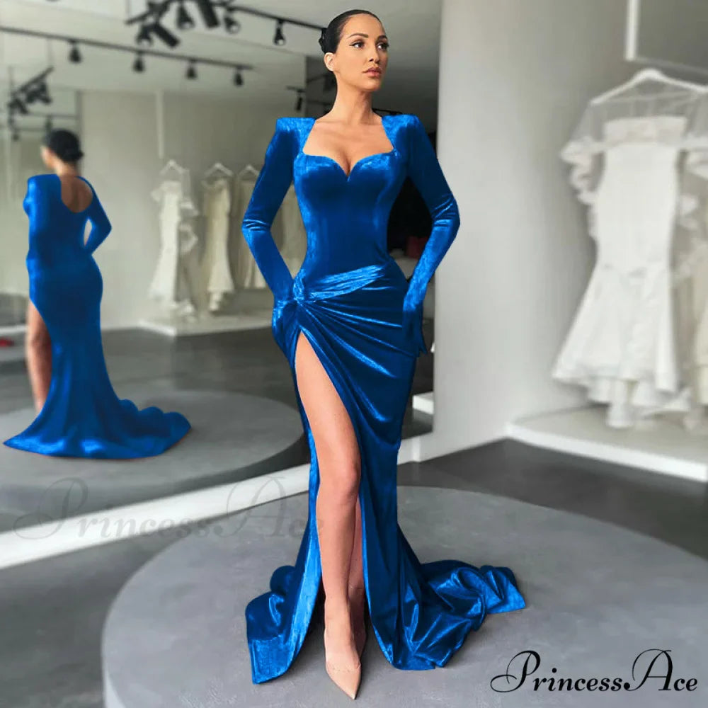 Aleah High Stylish Slit Velvet Dress