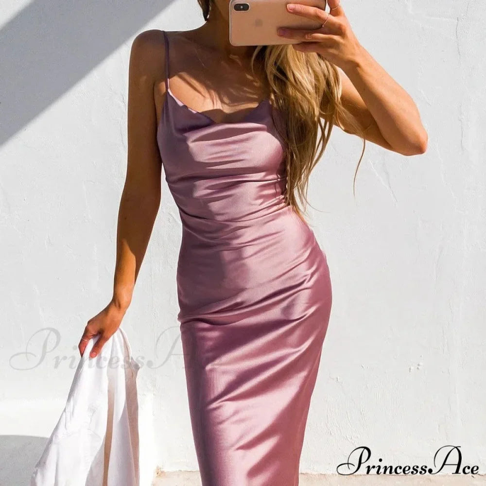 Aleena Satin Stylish Midi Dress