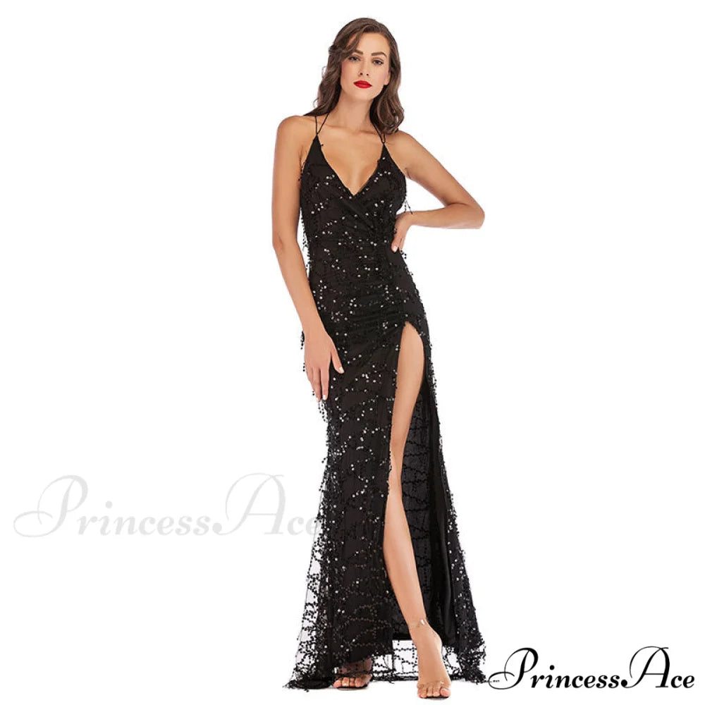 Alese Scroll Sequin Charming Cross Back Mermaid Dress