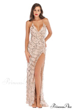 Alese Scroll Sequin Charming Cross Back Mermaid Dress