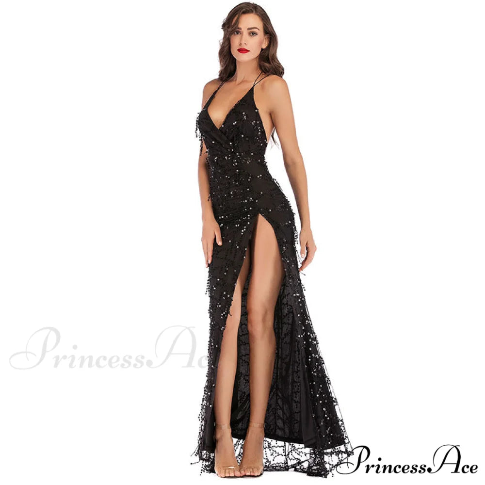 Alese Scroll Sequin Charming Cross Back Mermaid Dress