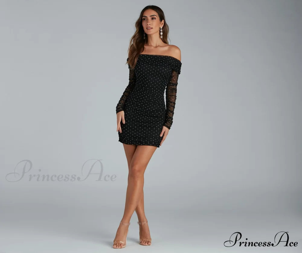 Aliya Formal Stylish Heatstone Ruched Bodycon