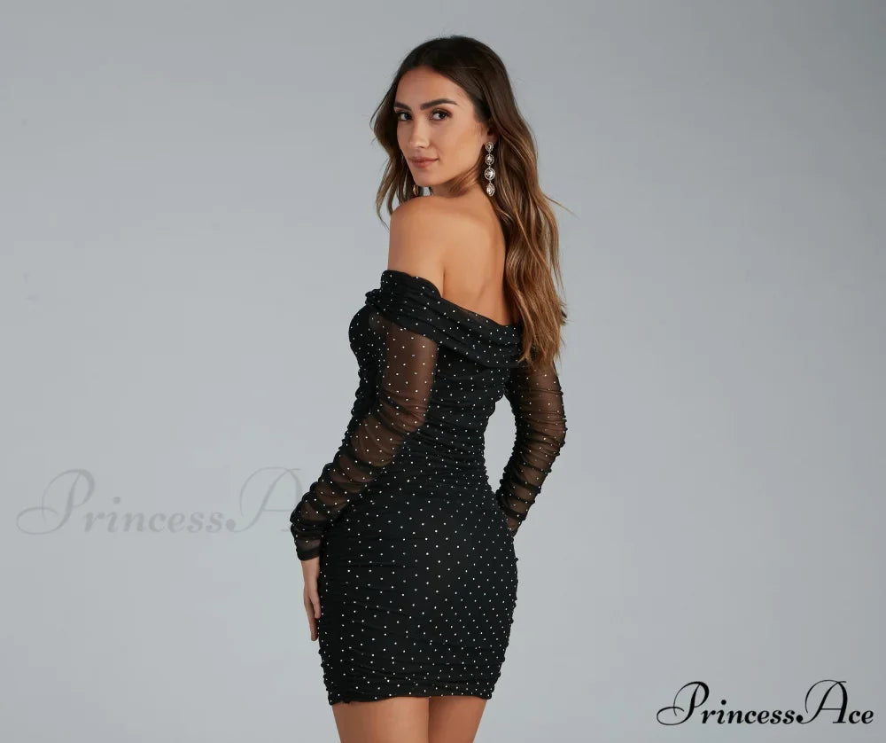 Aliya Formal Stylish Heatstone Ruched Bodycon