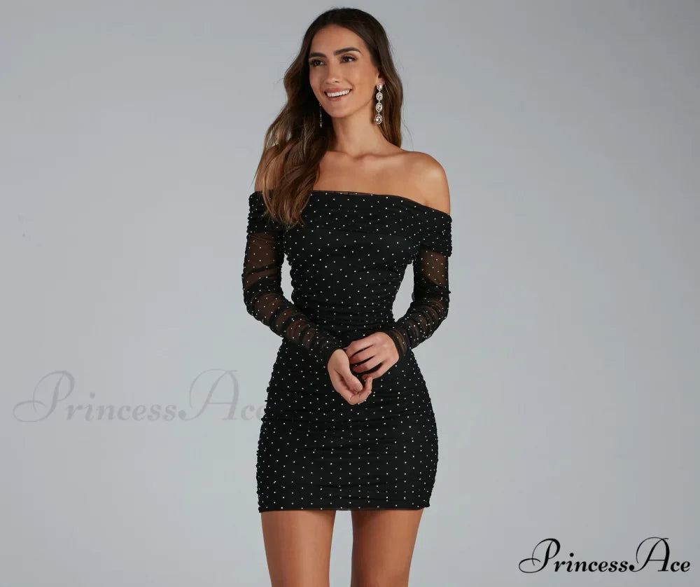 Aliya Formal Stylish Heatstone Ruched Bodycon