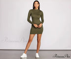 All About Knit Charming Mock Neck Mini Dress
