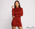 All About Knit Charming Mock Neck Mini Dress