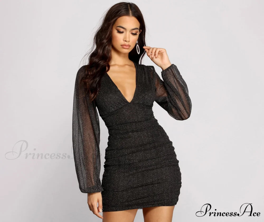 All About The Charming Glitz Mesh Mini Dress