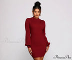 All Dolled Up Charming Ribbed Knit Mini Dress