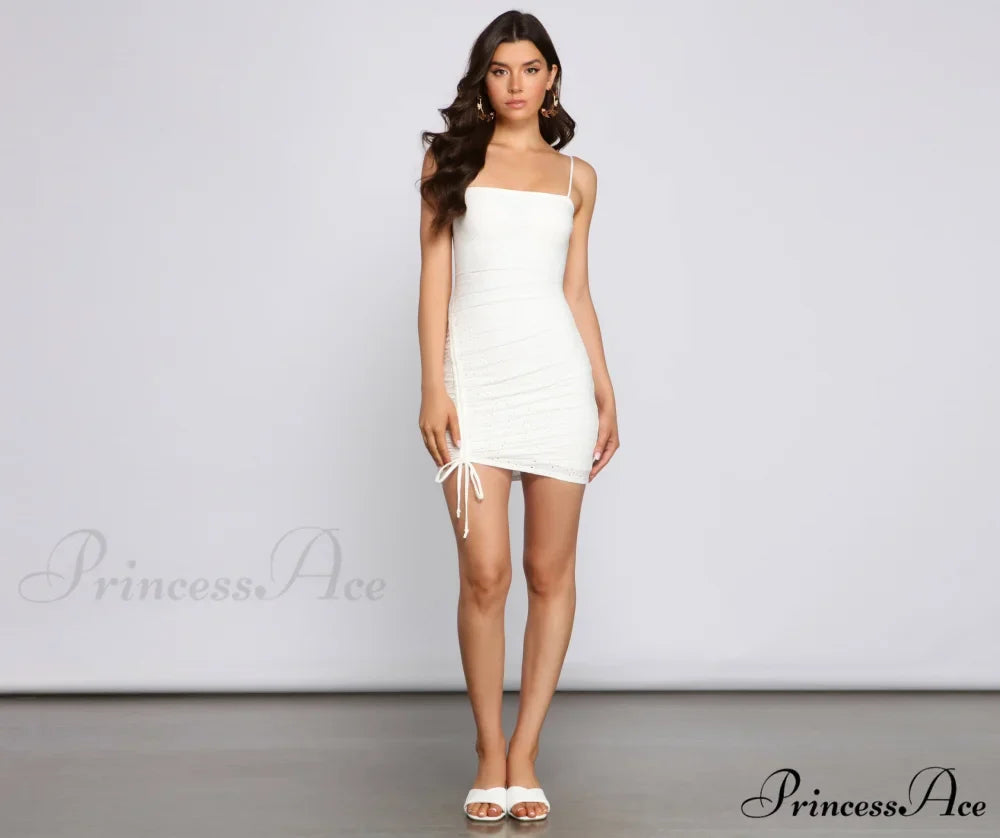 All Eyes On Charming Me Eyelet Mini Dress