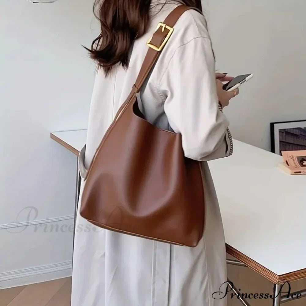 All-Match Simple Synthetic Leather Shoulder Bag