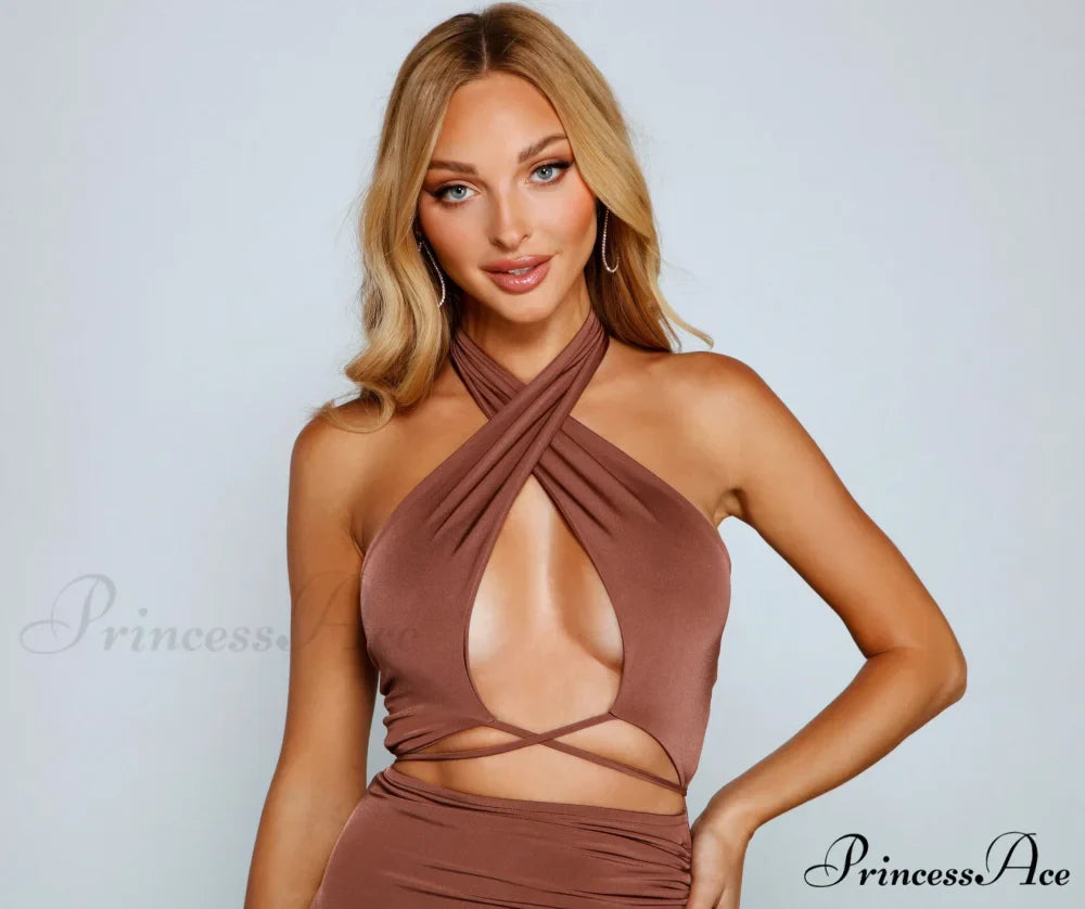All The Ruched Charming Moves Cutout Mini Dress