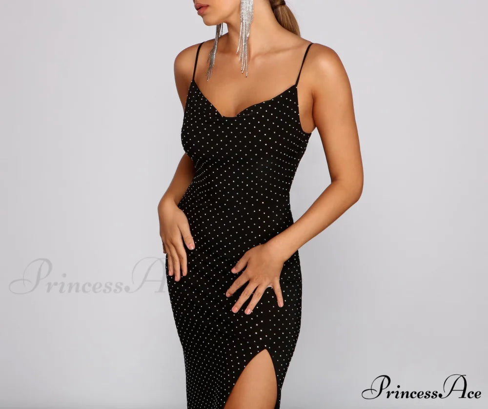 Allison High Slit Charming Embellished Formal Dress