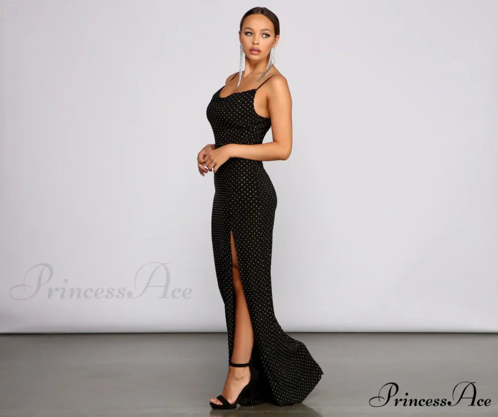 Allison High Slit Charming Embellished Formal Dress