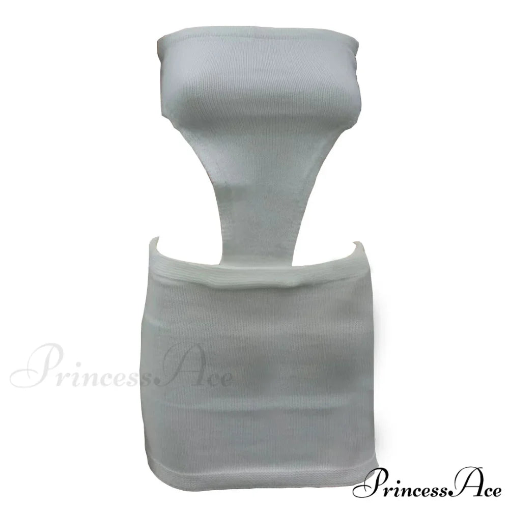 Alluring Rib Knit Cut Out Bodycon Sophisticated Strapless Mini Dress - Navy Blue