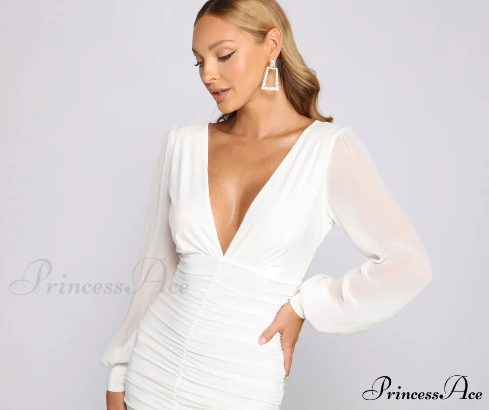 Amaria Formal Ruched Charming Chiffon Mini Dress