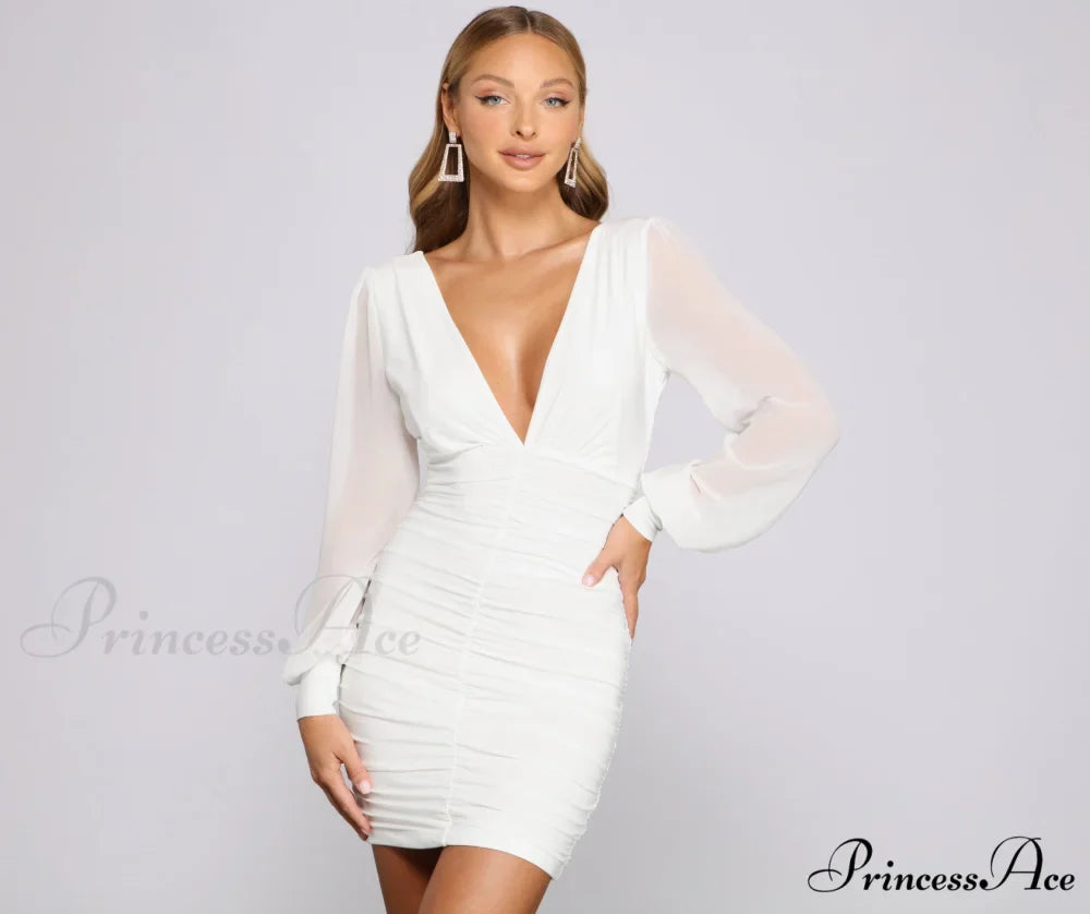 Amaria Formal Ruched Charming Chiffon Mini Dress