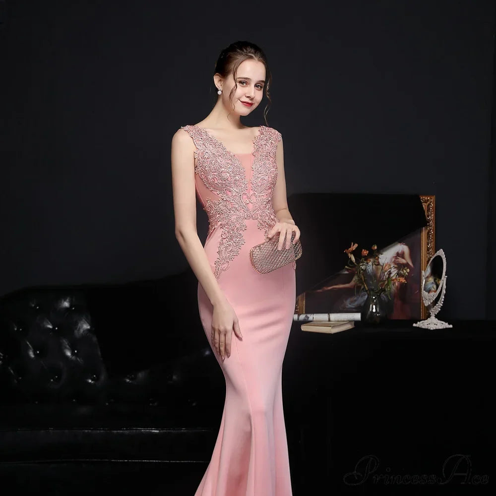 Amelia embroidered Stylish sequined fishtail dress